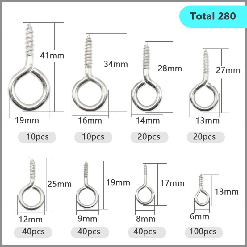 Hocansen 280 Pieces 17x8mm Small Eye Shape Screw Hooks Hooks Eyelets Screw Peg for Cork Top Bottles DIY Jewelry Making (YJZ - Image 2
